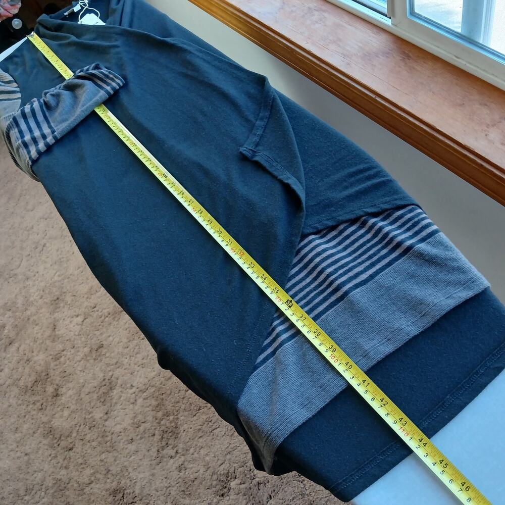 Haani Woman 2-in-1 Sweater Dress Cardigan 2X black tan stripe long sleeve midi - Picture 10 of 12
